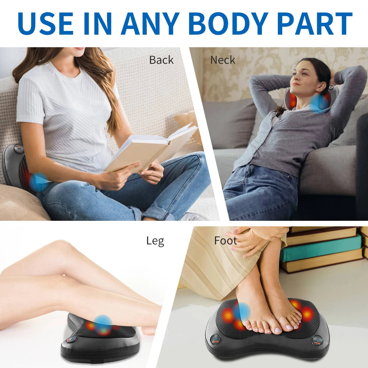 Head Neck Shoulder Back Massage Pillows Kneading Infrared therapy shiatsu  relaxation pillow massager
