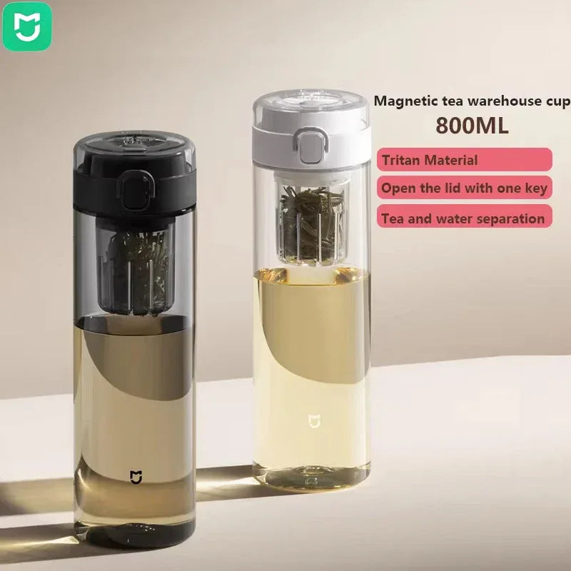 2025 Mijia Magnetic Tea Warehouse Cup Portable 800ml Tritan One-touch Pop-up Lid Water Bottle Tea Filtration Water Cup