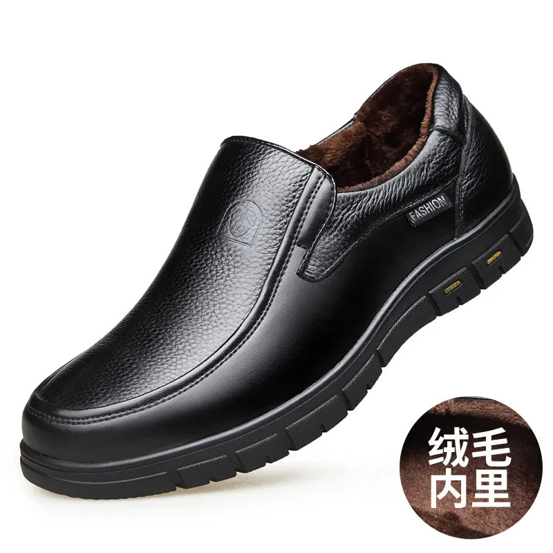 2026 Men's Shoes Genuine Leather Business Dress Leisure Middle-Aged and Elderly Dad's Shoes, Men's Leather Shoes 48 Size Summer