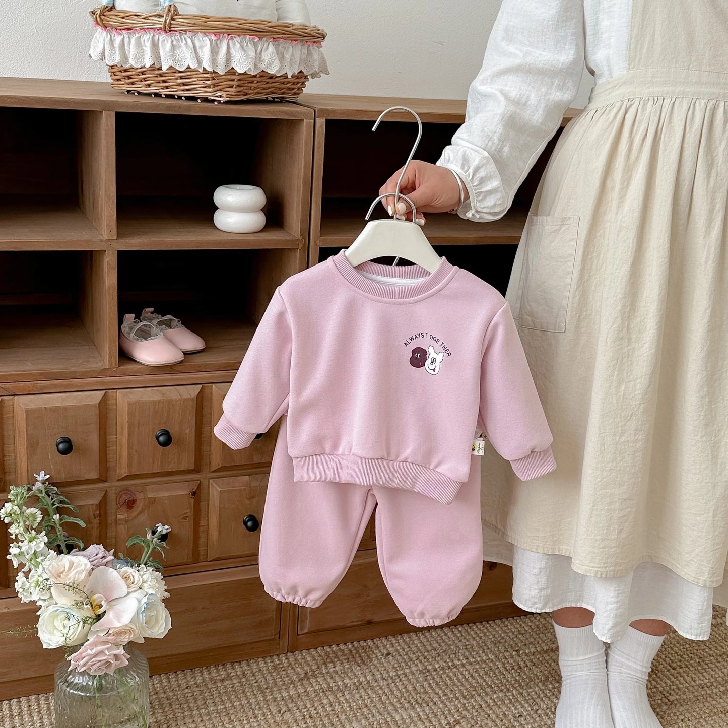Girls' Sweater Set-Autumn 2026 New Style- Stylish and Fashionable Autumn Outfit for Girls- Baby with Back Print Two - Piece Set