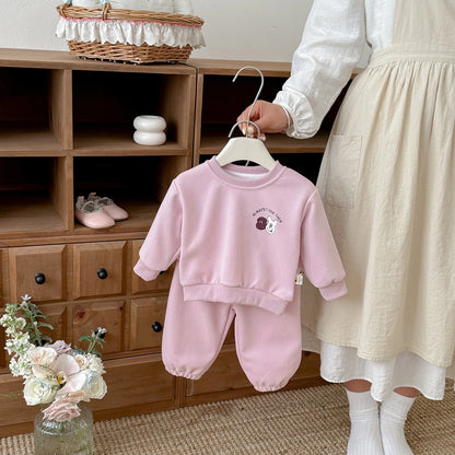 Girls' Sweater Set-Autumn 2026 New Style- Stylish and Fashionable Autumn Outfit for Girls- Baby with Back Print Two - Piece Set