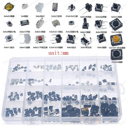 Micro Switch types kit push button tact switch reset mini leaf switch on-off power SMD dip 2x4 3x6 4x4 6 12x12 DIY set