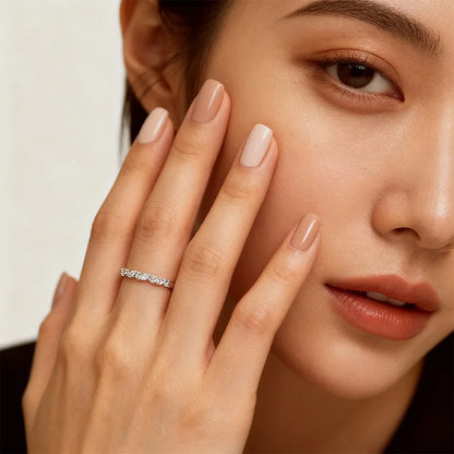 TFGLBU Trendy 1.5mm Moissanite Ring for Women Lab Diamond Matching 100% 925 Sterling Silver Certified Band Wholesale Jewelry