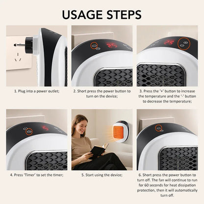 Plug In Heater Mini Electric Heater Warmer Wall Mounted Heater Fan for Home Office Dorm Room Radiator Remote Warmer Machine