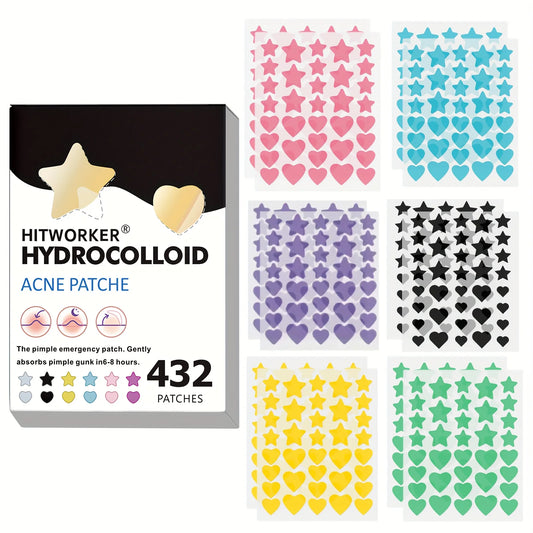 432 Patchs Anti-Boutons Colorés en PE, Mignons Patchs Anti-Boutons en Forme d'Étoile, Invisibles et Efficaces