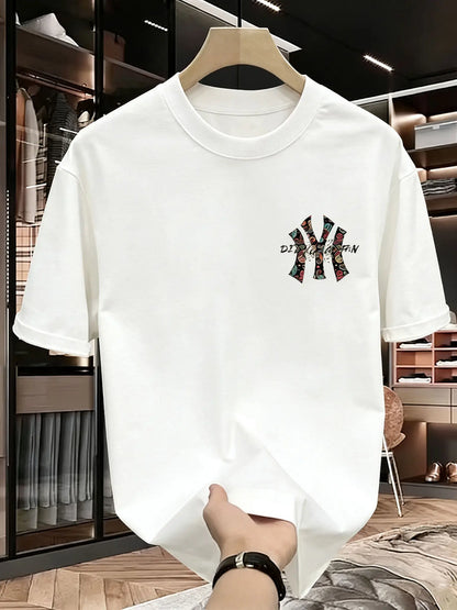 2026 men's new spring and summer printed T-shirt - high-quality, casual, versatile, and fashionable loose-fitting sports T-shirt
