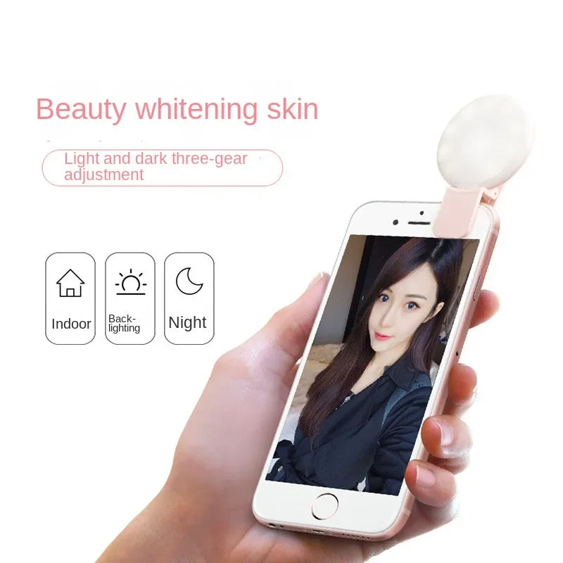Mini Selfie Ring Light LED Flash Phone Lens Light USB Rechargeable Clip Mobile Phone Fill Lamp Women Selfie Lights