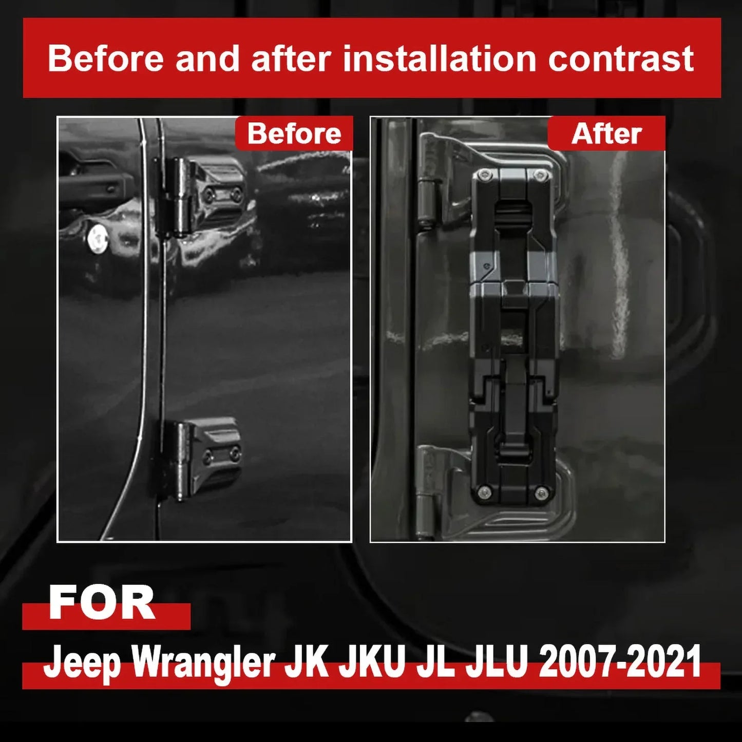 for Jeep Wrangler JK JKU JL JLU 2007-2021 Aluminum Car Folding Stepping Ladder Door Hinge Step Heavy Duty Footboard Foldable