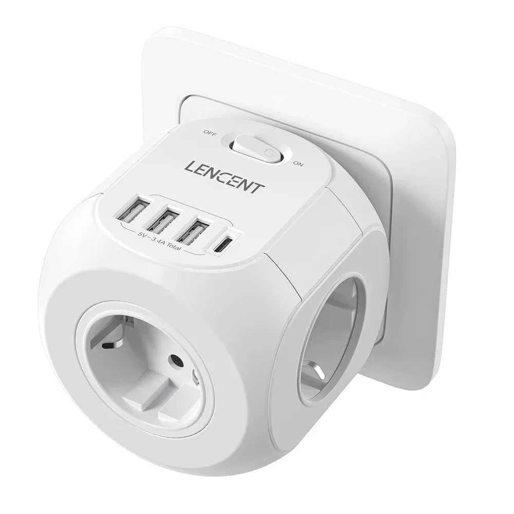 LENCENT USB Sockets dice Without Cable socket EU Socket Adapter Multiple socket EU Outlet Extender