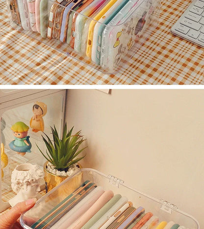 Ins Transparent Phone Case Organizer Storage Box with Cover Home Desktop Acrylic Sundries Storage Basket Phone Case Holder