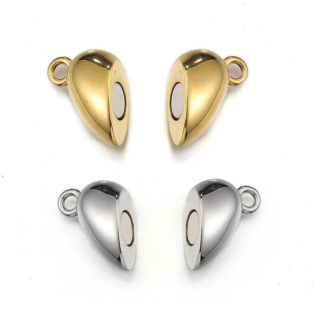 6sets Magnet Couple Heart Charm For Jewelry Making Bulk Silver/Gold Color Love Pendant Diy Women/Men Accessories Valentine's Day