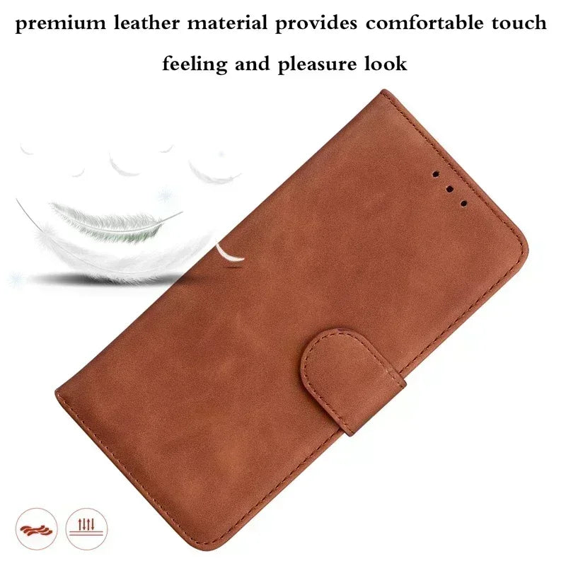 For Xiaomi Redmi 13 Case Solid Color Leather Flip Phone Case for Xaomi Redmi 13 Cover Redmi13 13C 5G Wallet Card Slots Etui