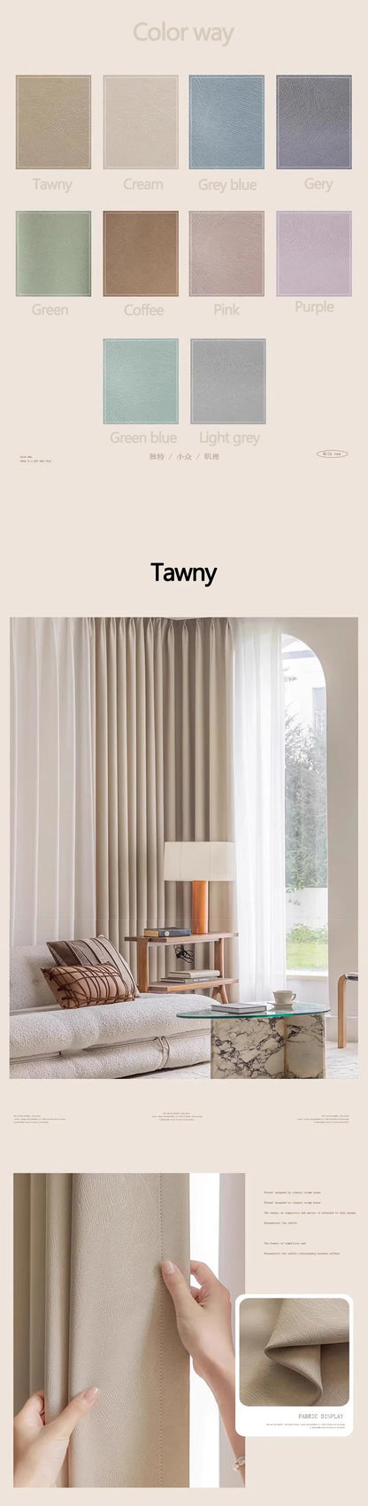 YCENTRE High Shading Rate Blackout Curtain, Blinds for Living Room, Window Treatment Drapes for Bedroom,Big size Custom Made