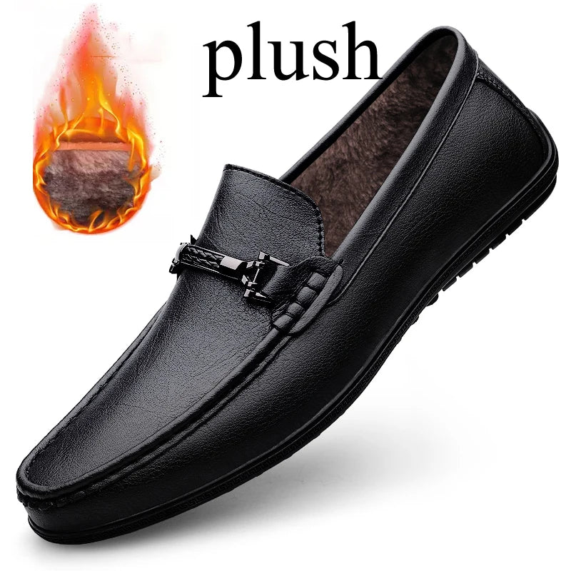 Men Loafers Slip on White Leather Shoes Casual Fashion Luxury Shoes Designer Italian Brand Loafer Moccasins Four Seasons
