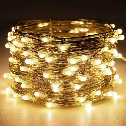 100/2M Outdoor LED String Lights Garland Waterproof Fairy Light Christmas Wedding Party Holiday Gardening Decoration USB/Battery