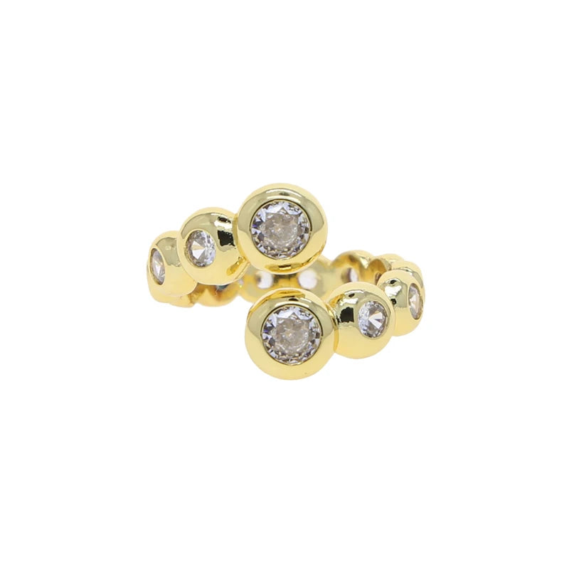New Arried Geometric Fashion Women Jewelry Set Gold Color Round Ball Bezel Set CZ Bracelet Bangle Rings