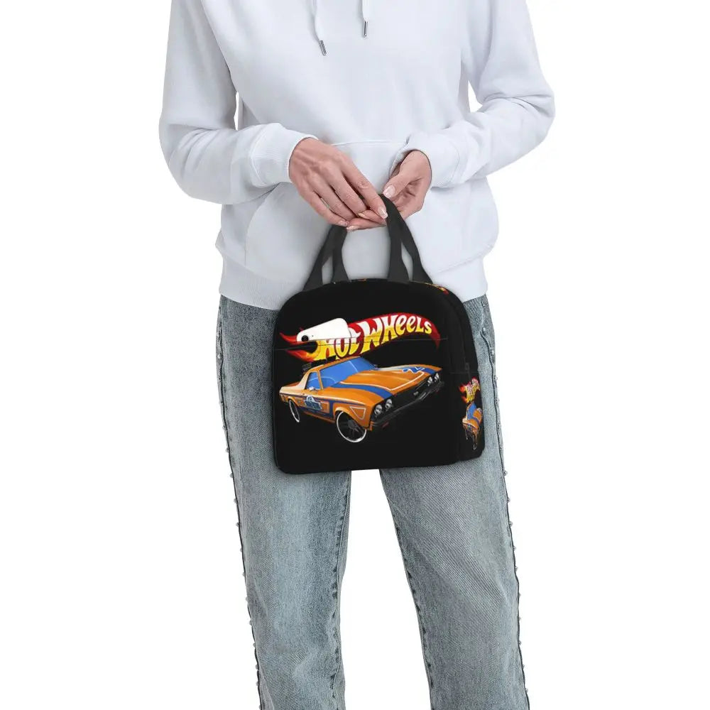 Custom Hot Wheels For Fans Thermal Insulated Lunch Bag Cartoon Sport Car Portable Lunch Container Travel Multifunction Food Box