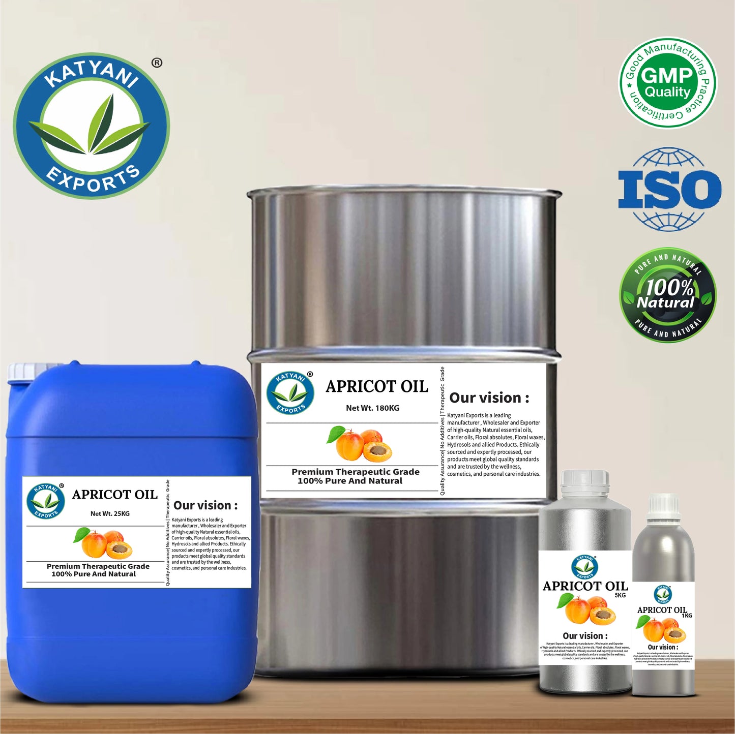 Industrial Grade 5 KG Apricot Kernel Carrier Oil Pure Prunus Armeniaca Oil Natural Cold Pressed - By Katyani Exports Wholesaler