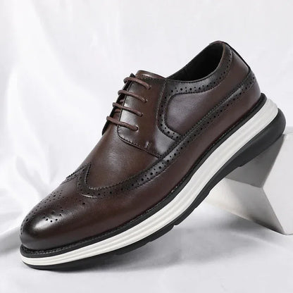 Men's Casual Leather Thick Soled Simple Walking Shoes Fashion Oxford Shoes High End British Style Office Business Dress Shoes