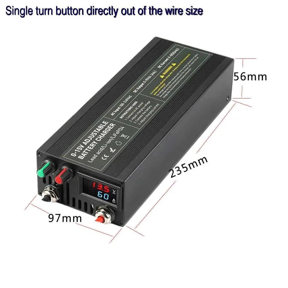 12V 60A 100Ah Solar Large Charger Current Voltage Adjustable for Lifepo4 Universal Chargers Outdoor power supply
