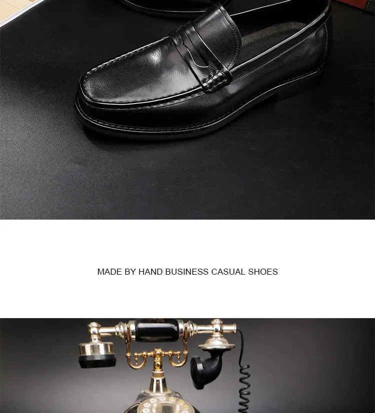 Vintage Top Layer Genuine Leather Slip on Loafers Breathable Moccasins Driving Design Casual Cowhide Shoes for Men