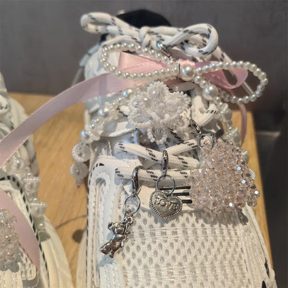 New Pearl Flower Shoes Accessories Fruit Crystal Shoe Charm Buckle Shoe Laces Charms for Sneakers Decorations 1Pcs
