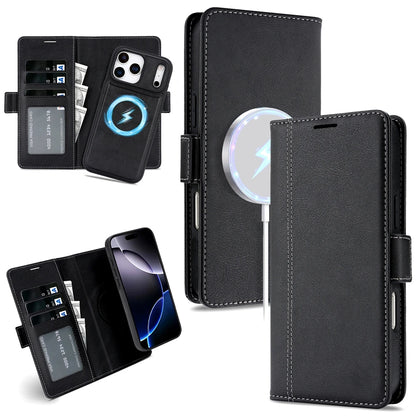 2 in 1 Magsafe Wallet Case For iPhone 17 Promax Air 16 Pro Max 15 Plus 14 13 12 iphone17 Cards Slot Leather Flip Phone Cover