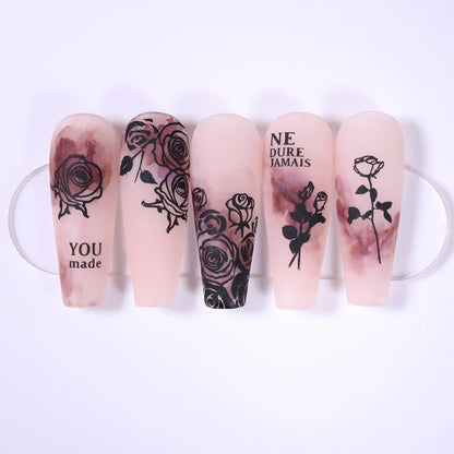 NICOLE DIARY Rose Flower Nail Stamping Plates Image Template Valentine's day Love Heart Printing Stencil Nail Art Manicure Tools