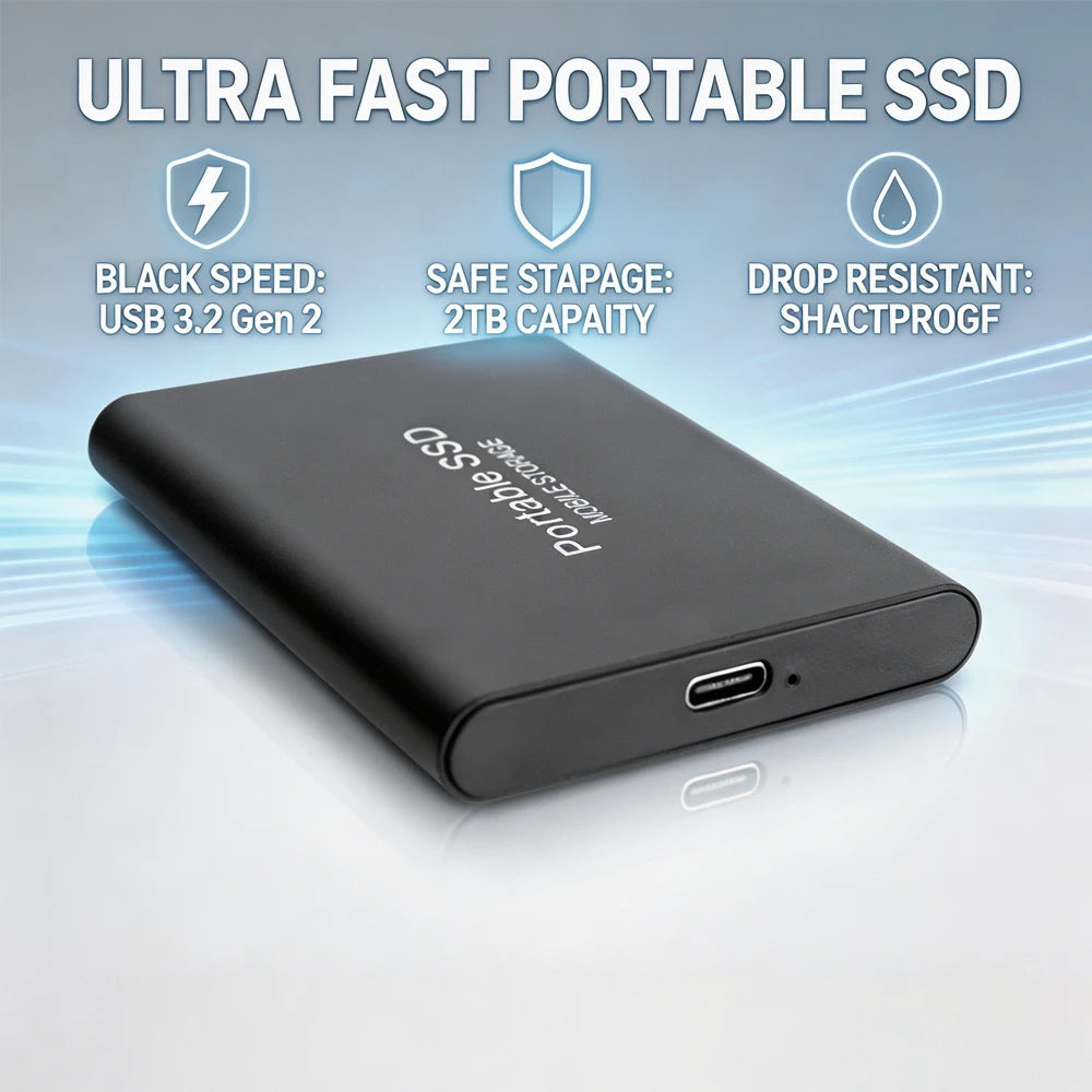 Highly cost-effective external hard drive, durable, efficient, and portable, with 256TB high-speed USB 3.1 Type C