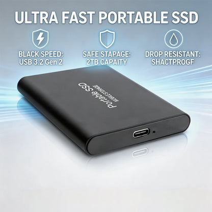 Highly cost-effective external hard drive, durable, efficient, and portable, with 256TB high-speed USB 3.1 Type C
