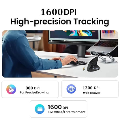 Vertical Mouse Ergonomic Mouse 2.4G Wireless Mouse Silent Mice 6 Buttons Office Mouse 800/1200/1600 DPI for PC Laptop Desktop