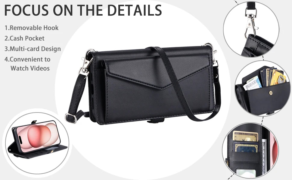 Coque Xiaomi 14 13 12 11 10 - Flip Wallet avec Porte-Carte et Lanière