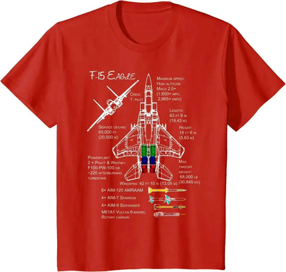 Outdoor Sports T-shirt F-15 Eagle Military Hunting Aircraft Pattern Printed Casual Loose Short-sleeved Y2k Fashion Tops Unisex