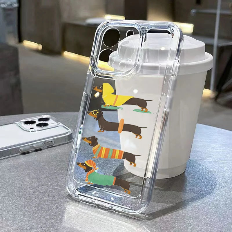 Luxury Shockproof Soft TPU Clear Phone Case For iPhone 17 11 12 13 14 15 16 Pro Max 16 Plus 16E 17 Air With Cute Line Cat Cover