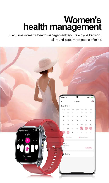 New Uric Acid Blood Lipids AI-GPT ECG Smartwatch Micro Physical Examination Body Analysis Men BT Call LED Flashlight Smartwatch