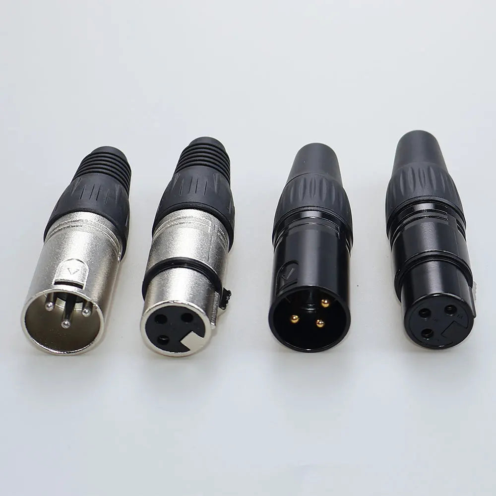 JCD XLR 3Pin Male/Female Microphone Audio Cable Plug Panel Pure Black Silver Copper Gold-Plated XLR Connector Socket