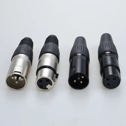 JCD XLR 3Pin Male/Female Microphone Audio Cable Plug Panel Pure Black Silver Copper Gold-Plated XLR Connector Socket