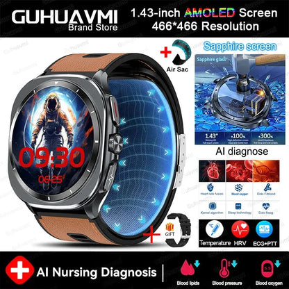 Airbag measurement Smart Watch Men ECG Air Pump Blood Pressure Blood Oxygen BT Call NFC SmartWatch For Man Android iOS upgrade