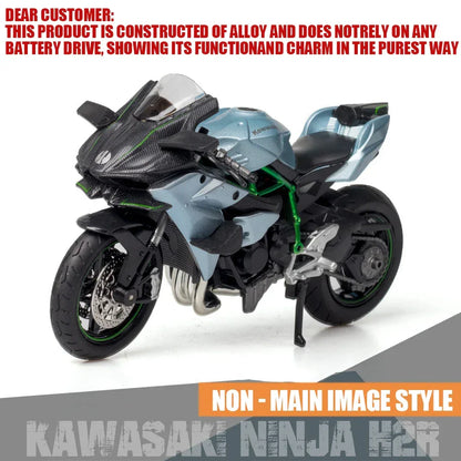 Large 1:6 Kawasaki H2R Bootable Sprayable Dynamic High Precision Alloy Motorcycle Model Diecast Sound Light Christmas Gift Box D