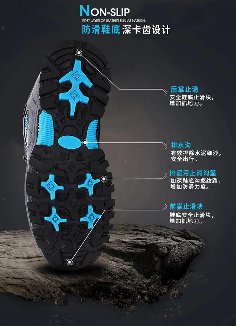 Brand Men Winter Snow Boots Waterproof Leather Sneakers Super Warm Men's Boots Outdoor Male Hiking Boots Work Shoes Size 39-47