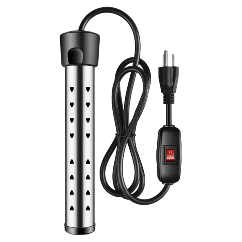 Fast Acting Heater 1500W Electric Water Heater Stainless Steel Texture Home and Office Travel Heater Suitable for Pools