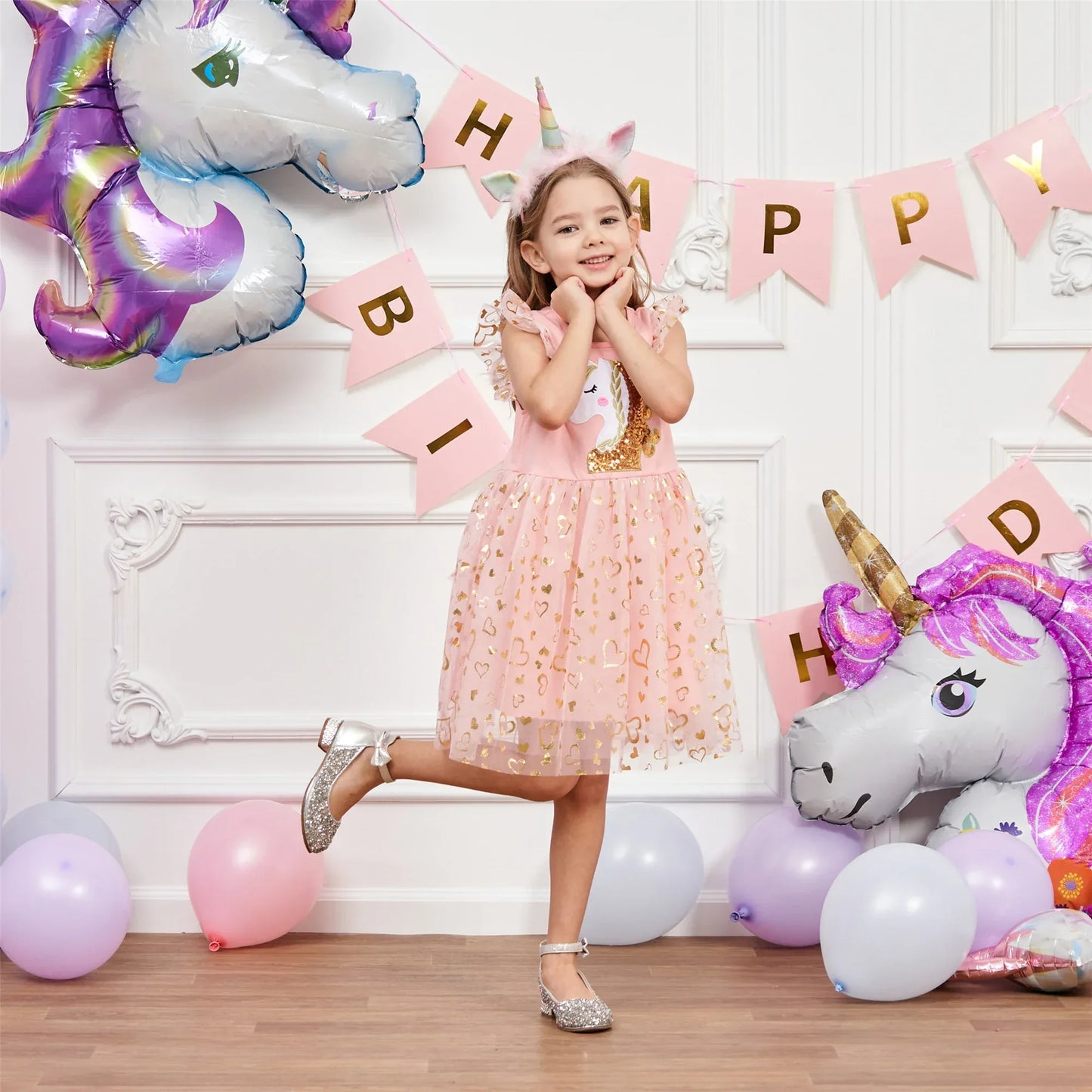 Girls' Unicorn Dress: Children's Spring/Summer New Sleeveless Embroidered Party Dress SH1696