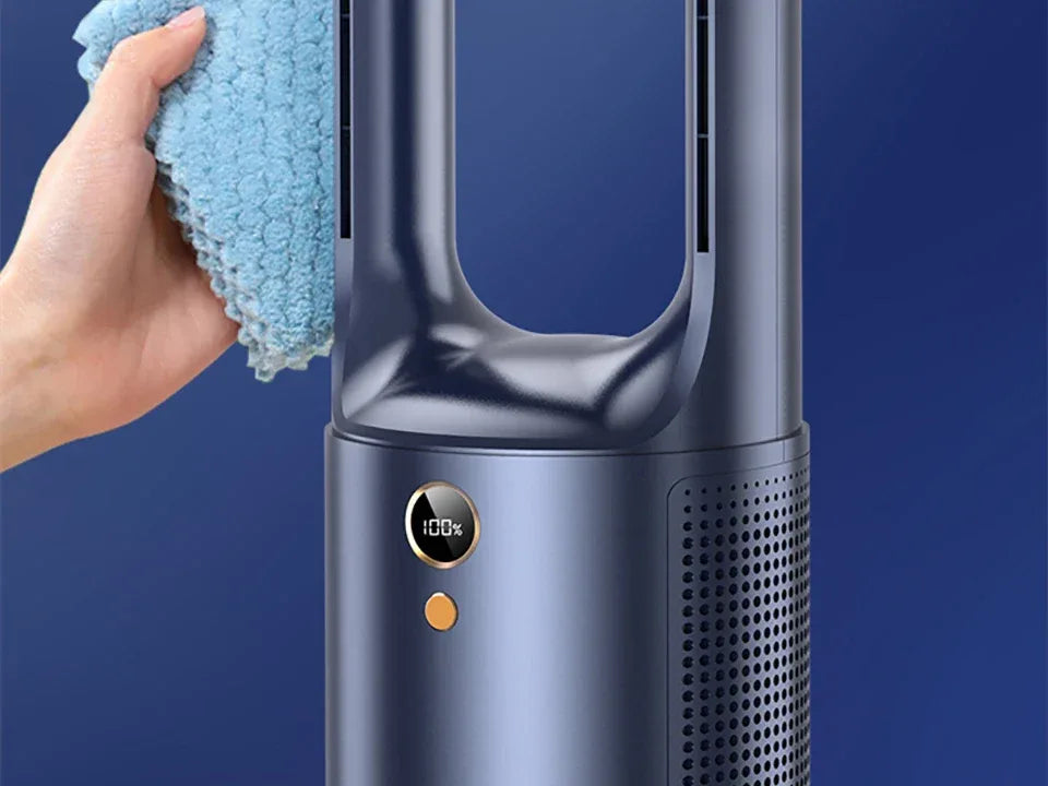 Electric Rechargeable Fan Bladeless Floor Standing Fan Cooling Child Safety Tower 2000mAh Fan Household Air Cooler  6 Gears