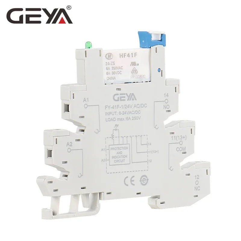 1PCS GEYA 6.2mm Slim Relay Module 41F Integrated PCB Mount Power Relay 12VACDC 24VACDC 48VACDC 110VAC 230VAC