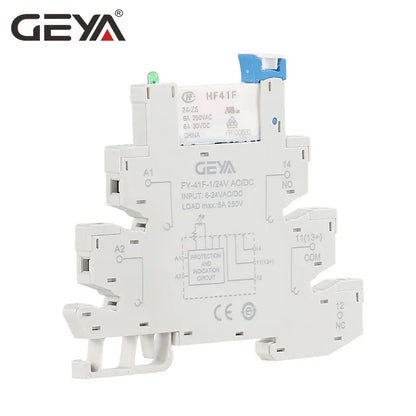 1PCS GEYA 6.2mm Slim Relay Module 41F Integrated PCB Mount Power Relay 12VACDC 24VACDC 48VACDC 110VAC 230VAC