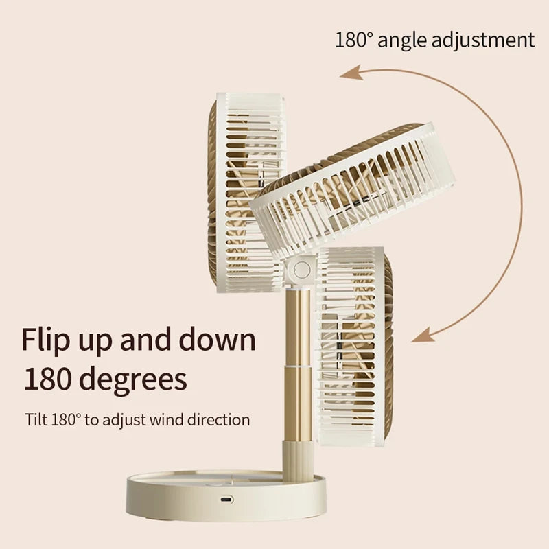 Lenovo USB Foldable Portable Fan 8inch 4 Speeds Timing Battery Operated Mini Floor Fan for Bedroom Indoor or Outdoor Table Fan