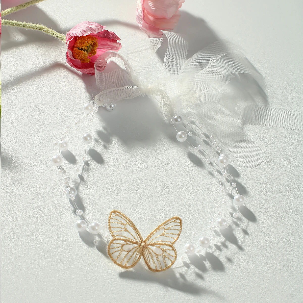 2Pcs Newborn Photography Outfit Baby Girl Butterfly Glitter Star Lace Romper With Pearl Headband Infant Photo Props