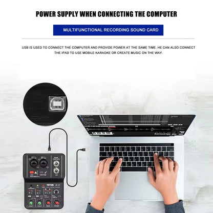 2 Channels Professional portable Audio Interface sound card console mini USB MIXER for Guitar Recording Studio Singing Q12