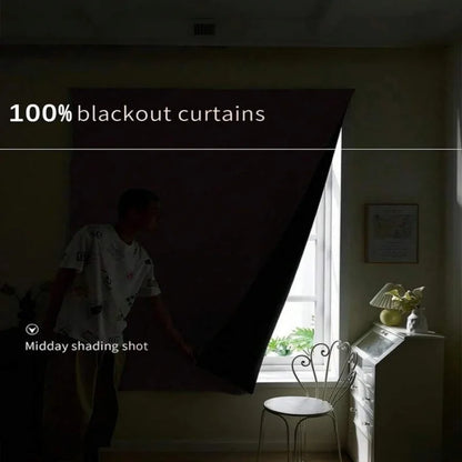 1pc Self-Adhesive Portable 100% Blackout Curtain, No Drilling Needed Sunshade Cloth Suitable For Windows, Doors, Bedrooms, Basem
