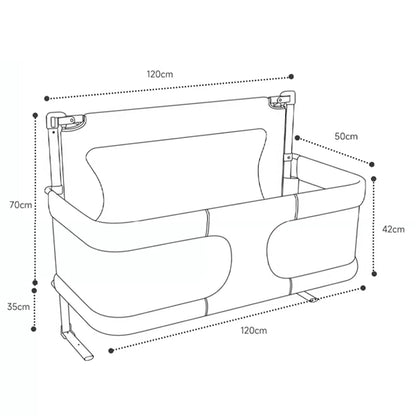 Baby Bedside Crib 120x50cm, Parent Bed Crib, Bed Rail/Fall Protection Alternative for Children's Bed, Baby Box Spring Bed